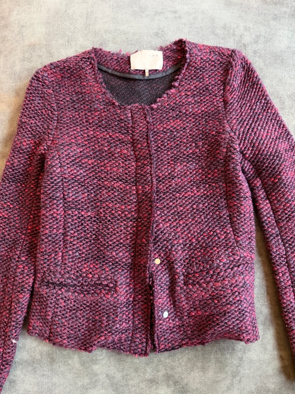 IRO Textured Knit Open-Front Jacket in Berry Mix